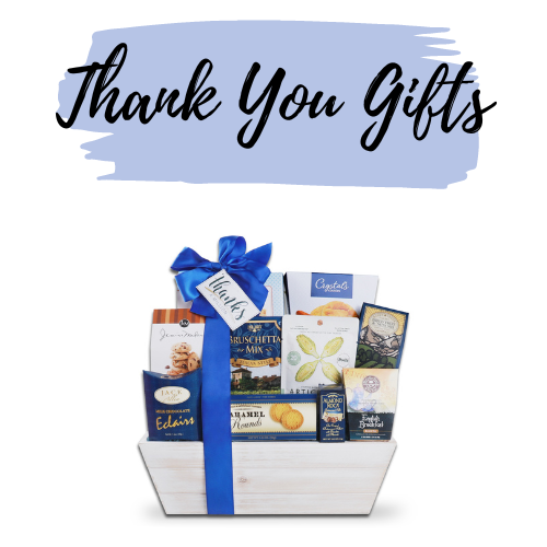 "Thank You Gifts" text in black above FG04601 Thanks A Million Gift Basket 
