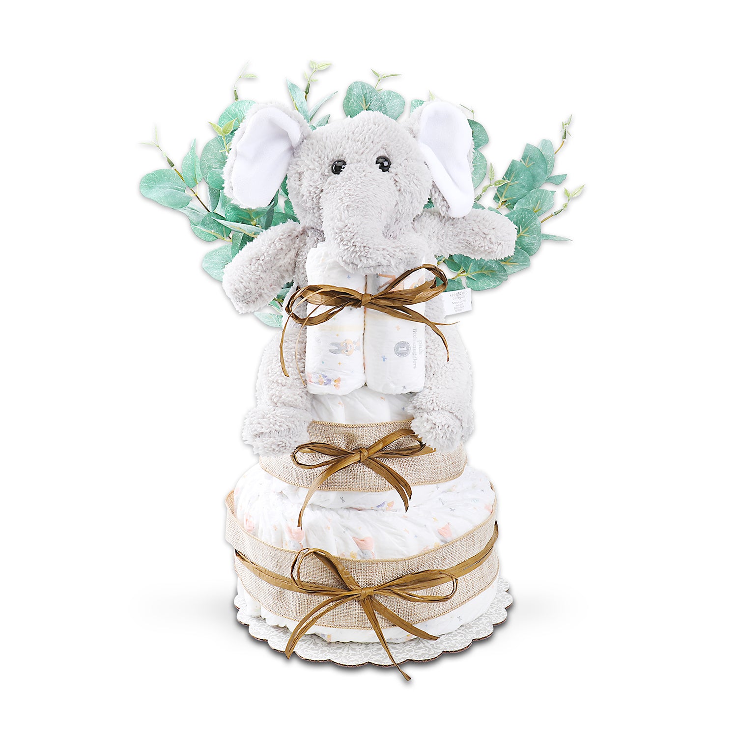 Wild About Baby Two-Tier Diaper Cake Gift – Alder Creek Gift Baskets, image size:1500x1500