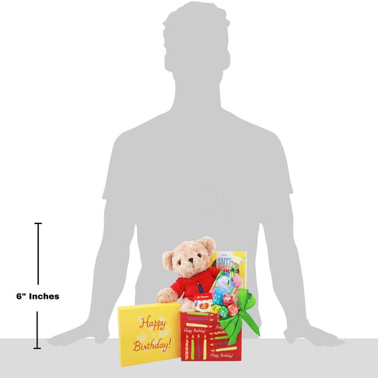 gift box displayed open in front of grey shadow man to illustrate the 6inch box height