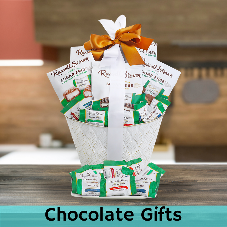 Russell Stover Sugar Free Pecan, Russell Stover Sugar Free Peanut Butter Cups, Russell Stover Sugar Free Dark Chocolate Mint Patties, Russell Stover Sugar Free Chocolate Coconut, Russell Stover Sugar Free Chocolate Caramel Bar, Metal Container
