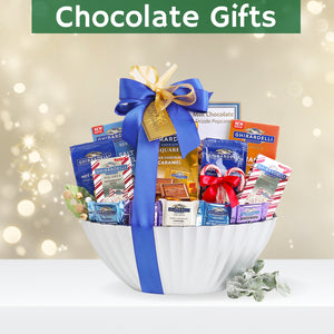 FG04975 Ghirardeli Holiday Gift Basket, click to shop chocolate gifts