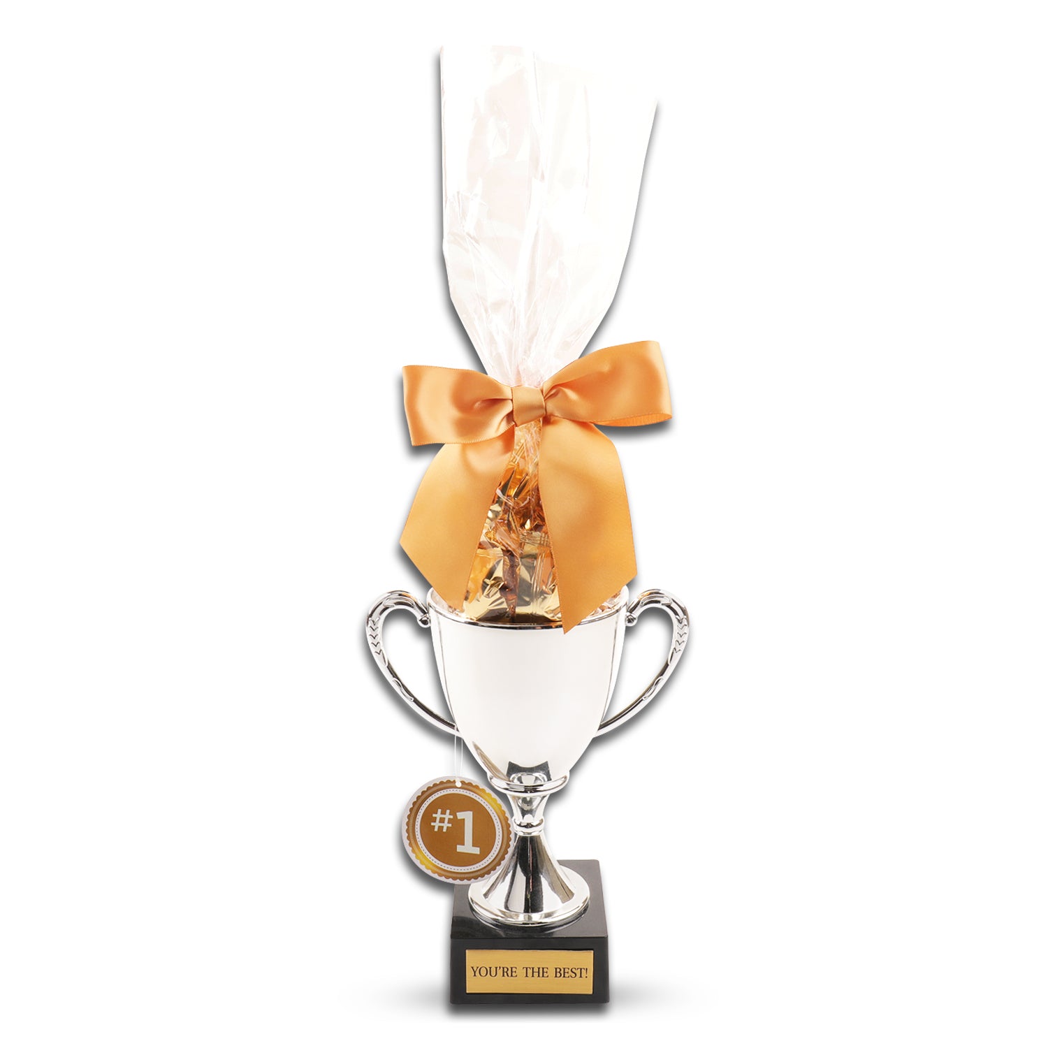 Silver Plastic Trophy filled with Foil Wrapped Hard Candies 6oz.